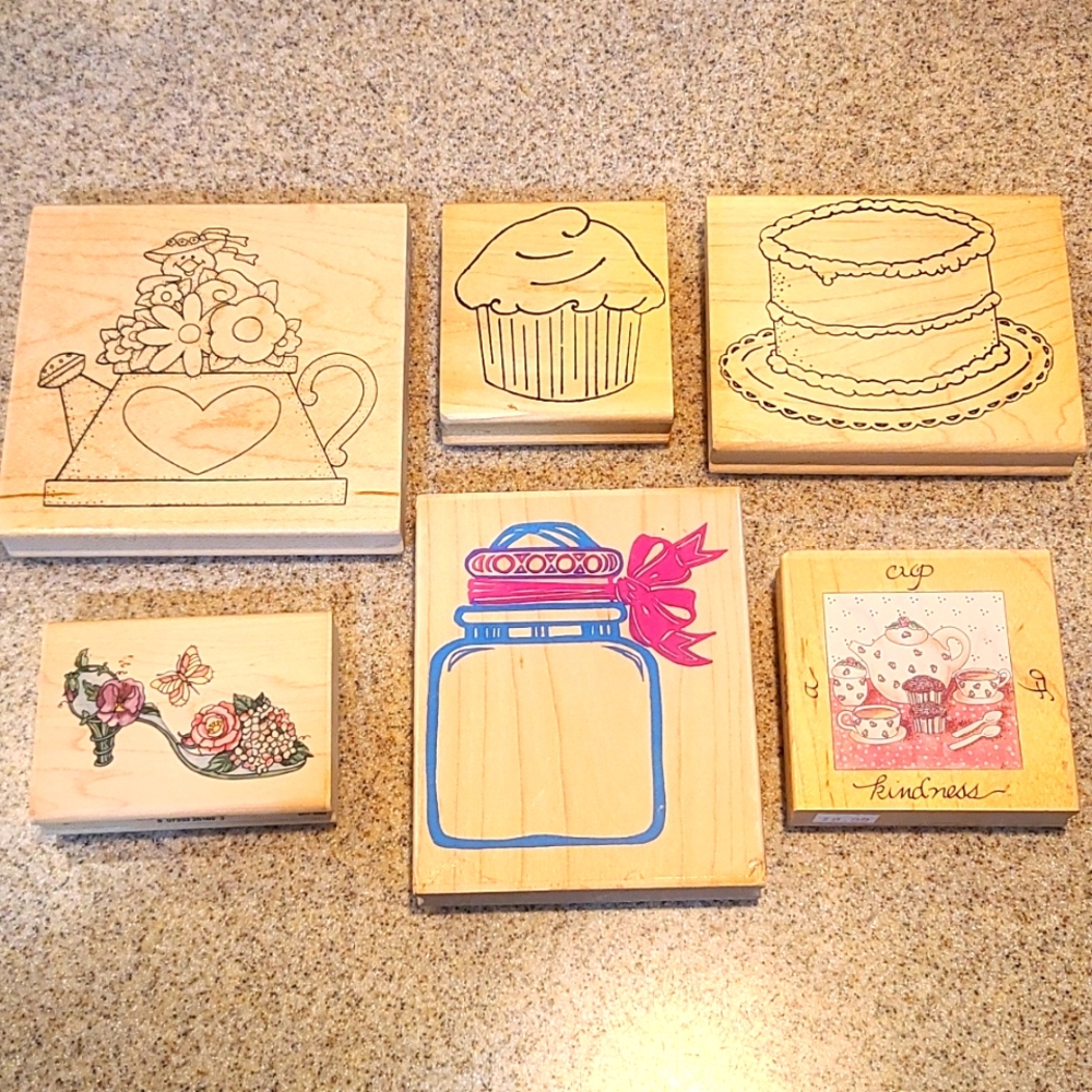 Stamps (6) for crafting printing EUC various sizes & themes